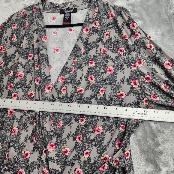 Rene Rofe Robe Womens XL Gray Pink Floral Lace Kimono Cami Top Lounge Casual 2pc - Picture 7 of 16